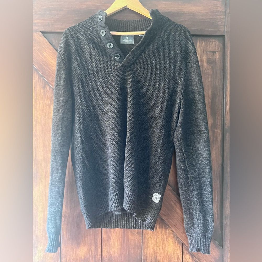 G.H. Bass Charcoal Gray Knit Cotton Blend Mens M Sweater